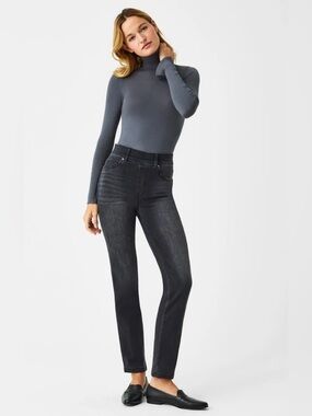 SPANX High-Rise Straight Vintage Black Pull On Jeans Size XL Staple Travel